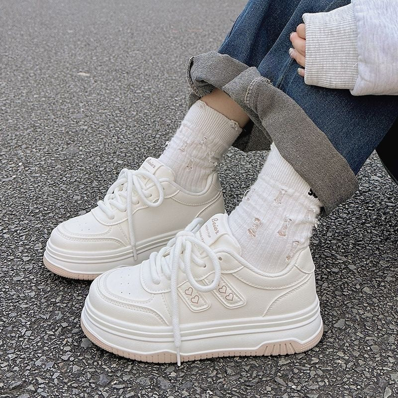 Milk fufu small white shoes women 2025 autumn new student chic shoes women's platform shoes Korean casual