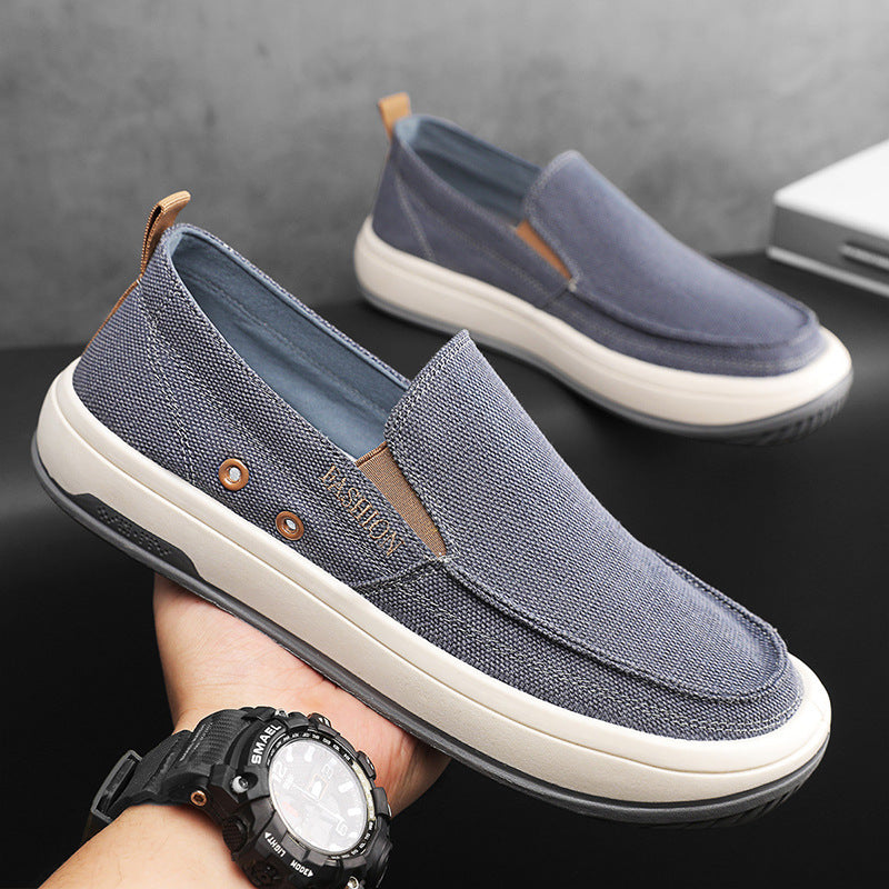 2025 Spring and Summer New Casual Men's Shoes Trendy Versatile Sailing Shoes Breathable Slip-On Canvas Shoes
