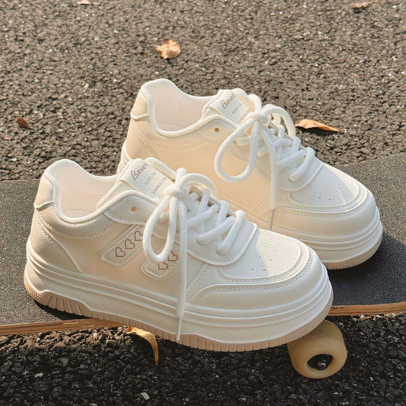 Milk fufu small white shoes women 2025 autumn new student chic shoes women's platform shoes Korean casual