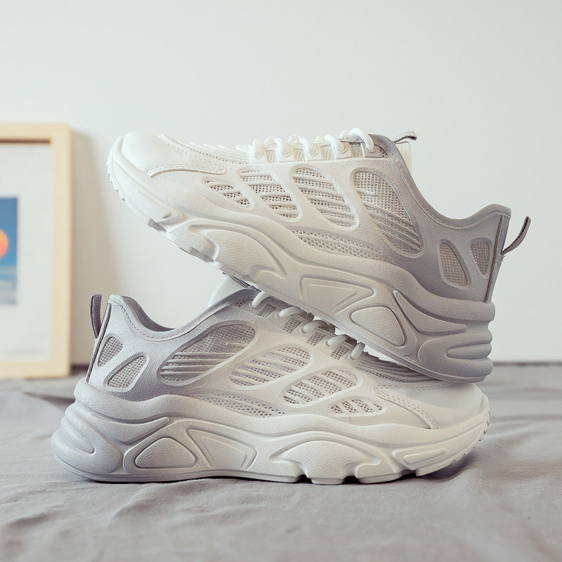2025 Spring and Summer New Mesh Hollow Torre Shoes Women's Breathable Thin Sports Casual White Shoes Explosive Summer
