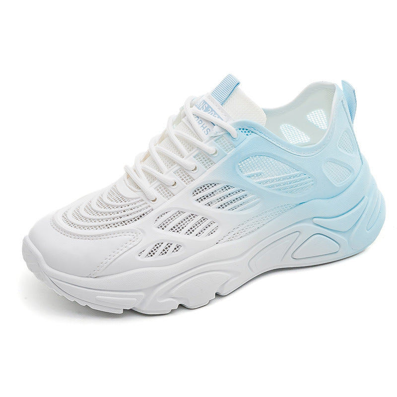 2025 Spring and Summer New Mesh Hollow Torre Shoes Women's Breathable Thin Sports Casual White Shoes Explosive Summer