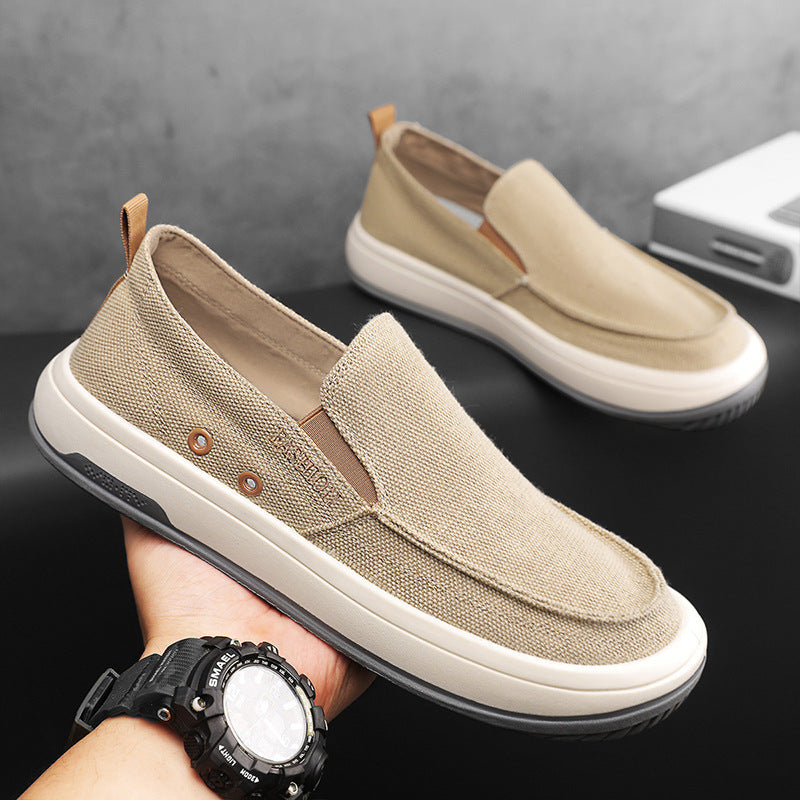 2025 Spring and Summer New Casual Men's Shoes Trendy Versatile Sailing Shoes Breathable Slip-On Canvas Shoes
