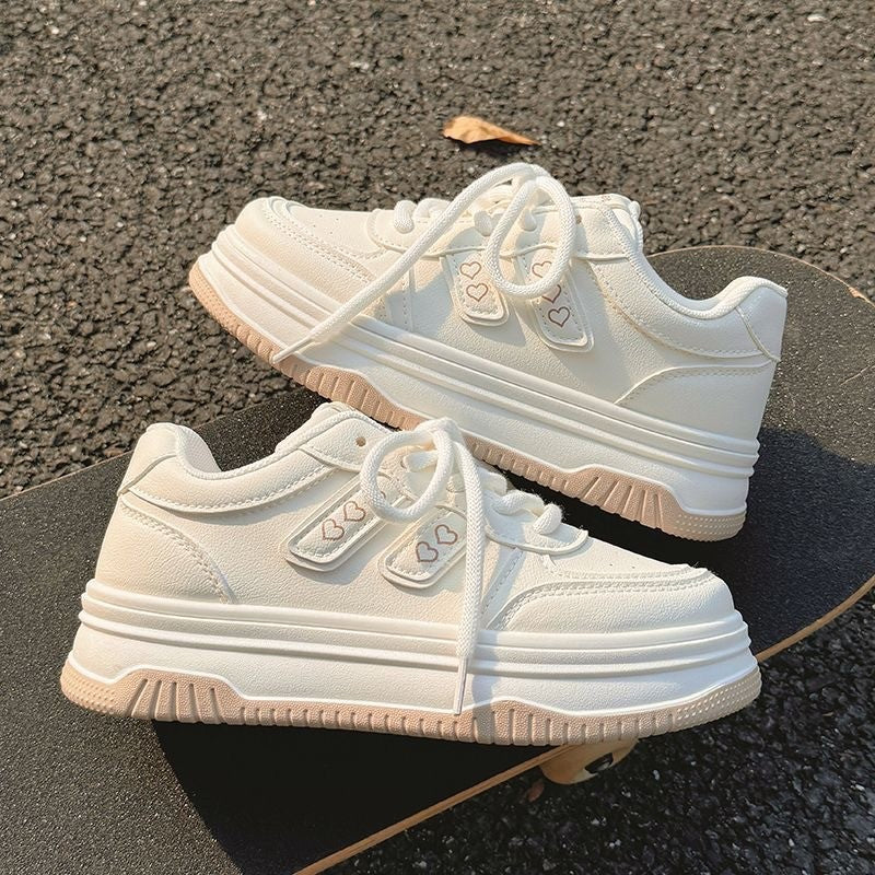 Milk fufu small white shoes women 2025 autumn new student chic shoes women's platform shoes Korean casual