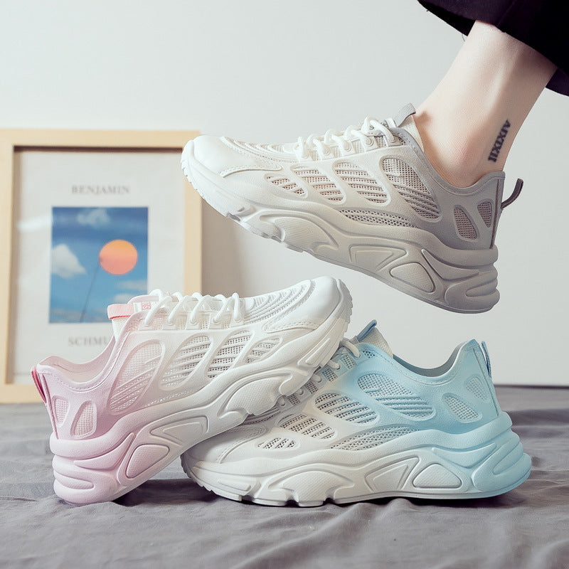 2025 Spring and Summer New Mesh Hollow Torre Shoes Women's Breathable Thin Sports Casual White Shoes Explosive Summer