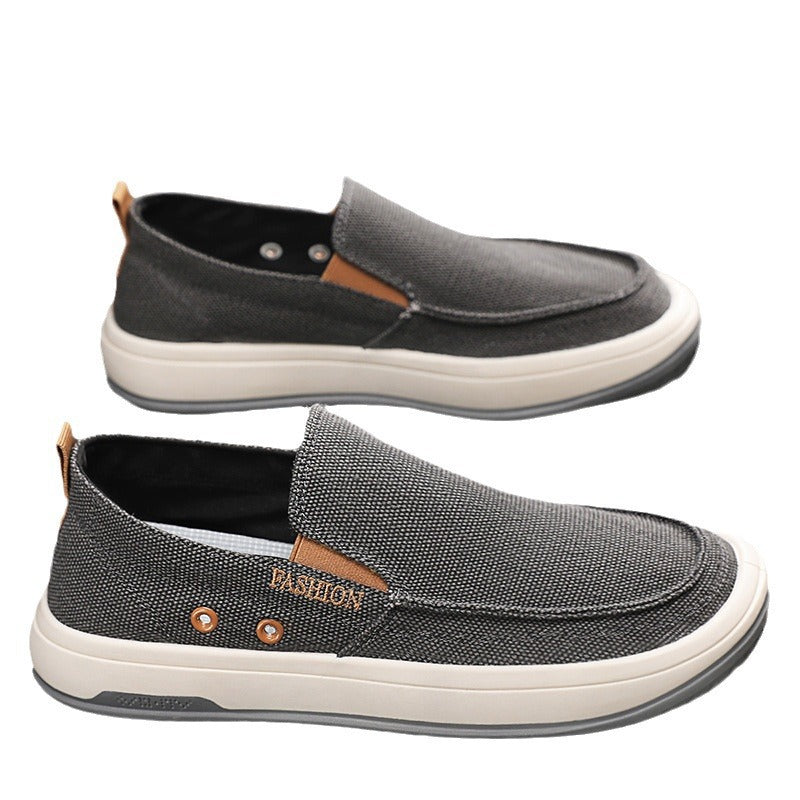 2025 Spring and Summer New Casual Men's Shoes Trendy Versatile Sailing Shoes Breathable Slip-On Canvas Shoes
