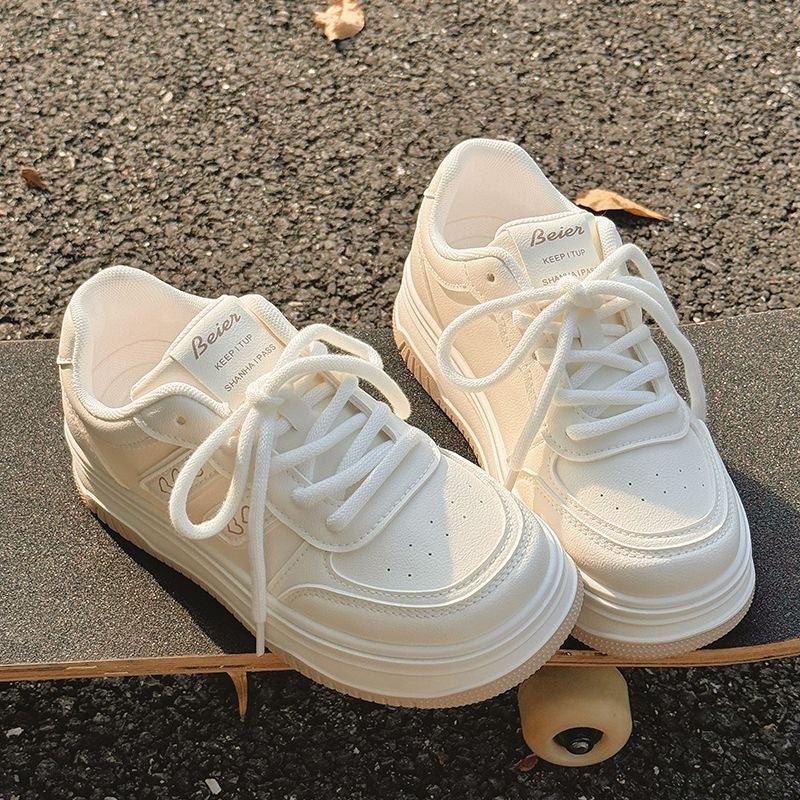 Milk fufu small white shoes women 2025 autumn new student chic shoes women's platform shoes Korean casual