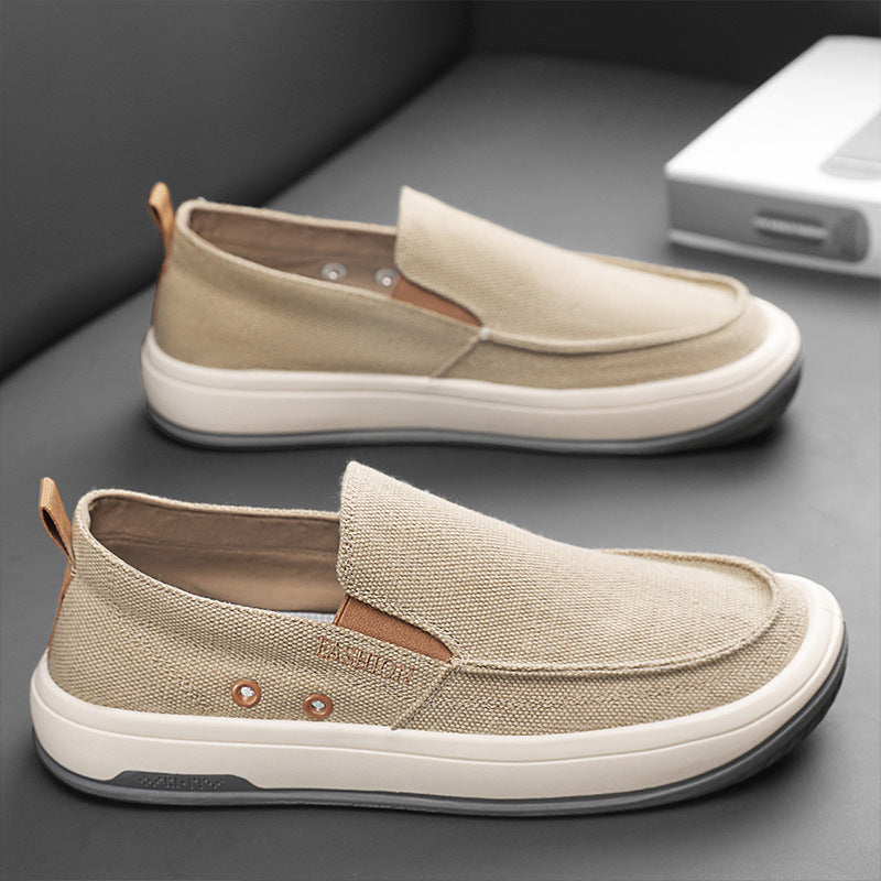 2025 Spring and Summer New Casual Men's Shoes Trendy Versatile Sailing Shoes Breathable Slip-On Canvas Shoes